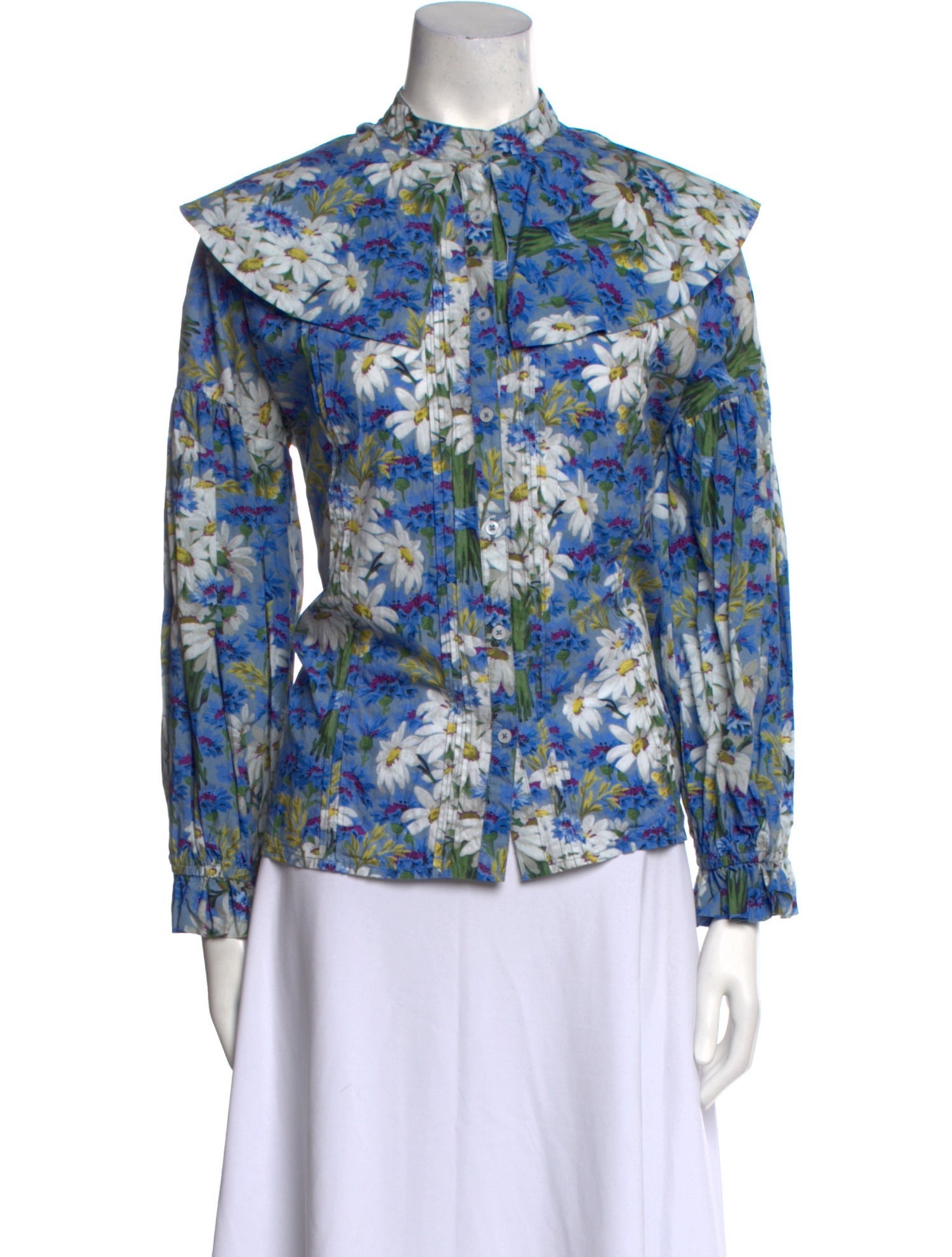 Batsheva x Laura Ashley Floral Print Mock Neck Blouse