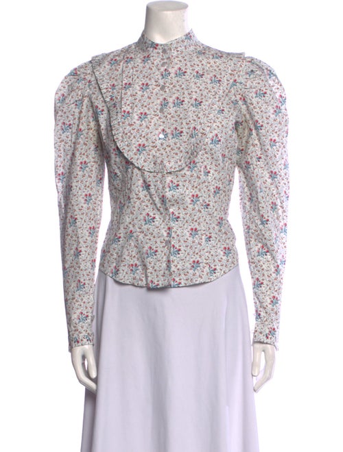 Batsheva x Laura Ashley Floral Print Mock Neck Button-Up Top