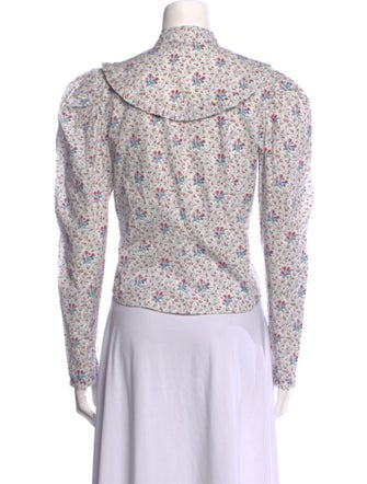 Batsheva x Laura Ashley Floral Print Mock Neck Button-Up Top