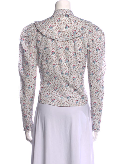 Batsheva x Laura Ashley Floral Print Mock Neck Button-Up Top