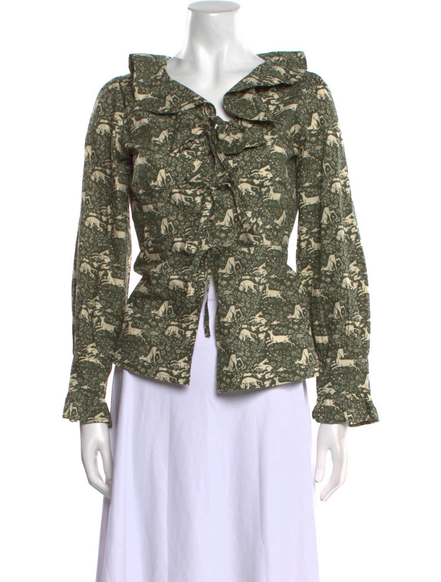 Batsheva x Laura Ashley Floral Print V-Neck Blouse