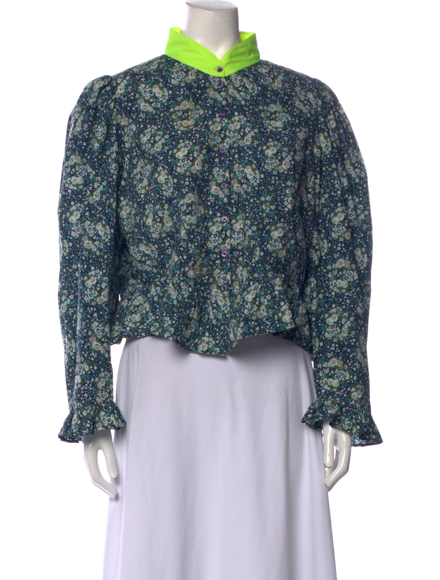 Batsheva x Laura Ashley Floral Print Mock Neck Blouse