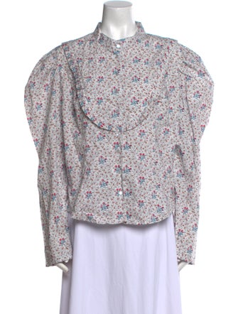 Batsheva x Laura Ashley Floral Print Mock Neck Button-Up Top