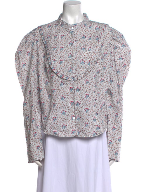 Batsheva x Laura Ashley Floral Print Mock Neck Button-Up Top