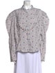 Batsheva x Laura Ashley Floral Print Mock Neck Button-Up Top