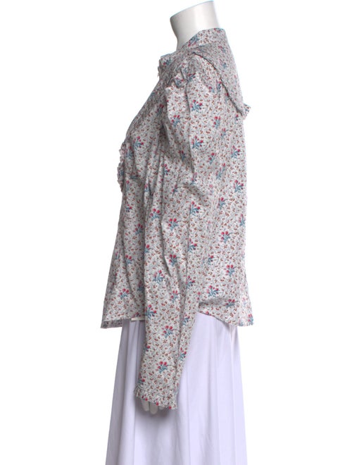 Batsheva x Laura Ashley Floral Print Mock Neck Button-Up Top