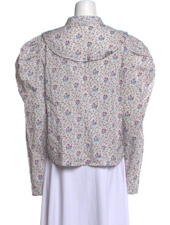 Batsheva x Laura Ashley Floral Print Mock Neck Button-Up Top