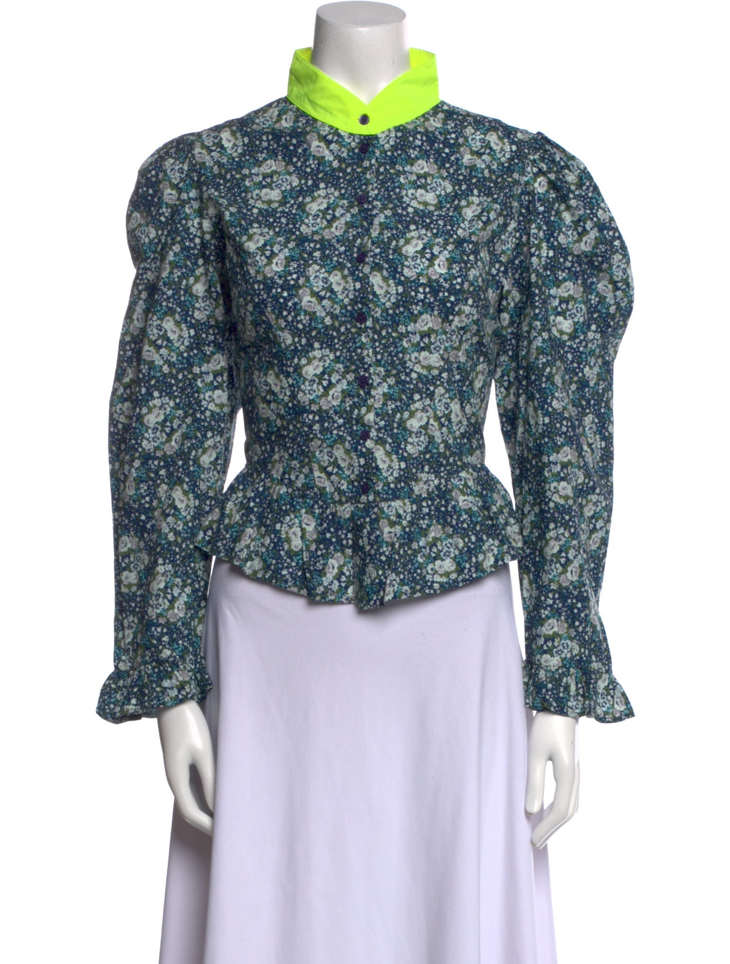 Batsheva x Laura Ashley Floral Print Mock Neck Blouse