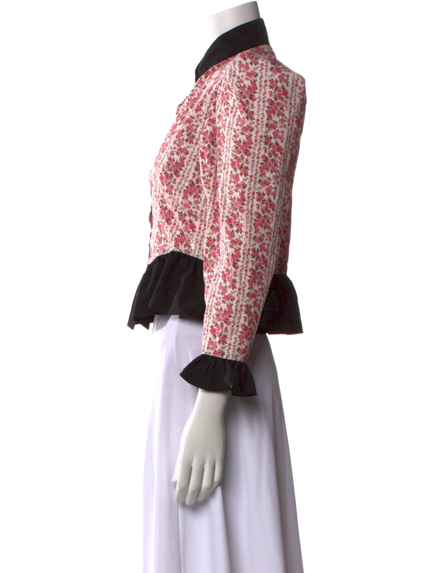 Batsheva x Laura Ashley Paisley Print Mock Neck Crop Top