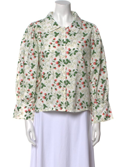 Batsheva x Laura Ashley Floral Print Three-Quarter Sleeve Button-Up Top