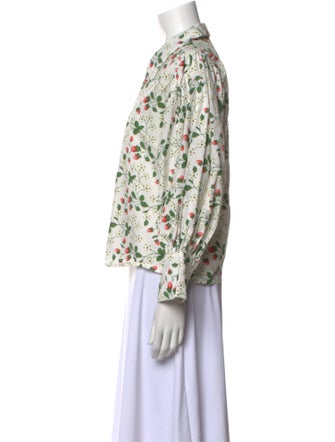 Batsheva x Laura Ashley Floral Print Three-Quarter Sleeve Button-Up Top