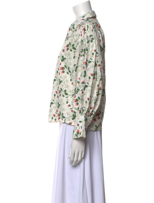 Batsheva x Laura Ashley Floral Print Three-Quarter Sleeve Button-Up Top
