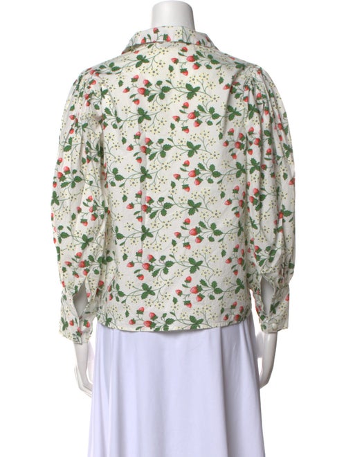 Batsheva x Laura Ashley Floral Print Three-Quarter Sleeve Button-Up Top