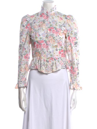 Batsheva x Laura Ashley Floral Print Mock Neck Blouse