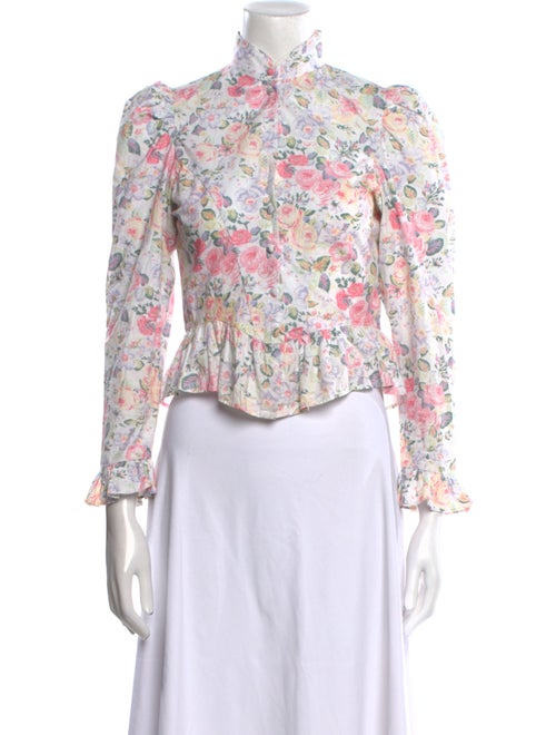Batsheva x Laura Ashley Floral Print Mock Neck Blouse