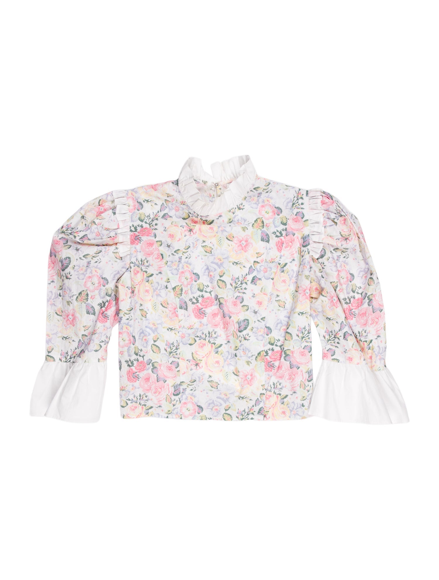 Batsheva x Laura Ashley Floral Print Mock Neck Crop Top