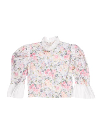 Batsheva x Laura Ashley Floral Print Mock Neck Crop Top
