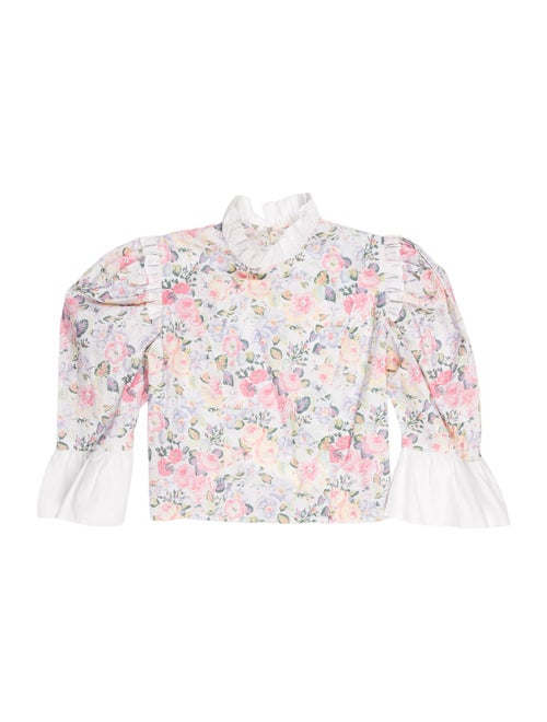 Batsheva x Laura Ashley Floral Print Mock Neck Crop Top