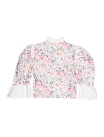 Batsheva x Laura Ashley Floral Print Mock Neck Crop Top