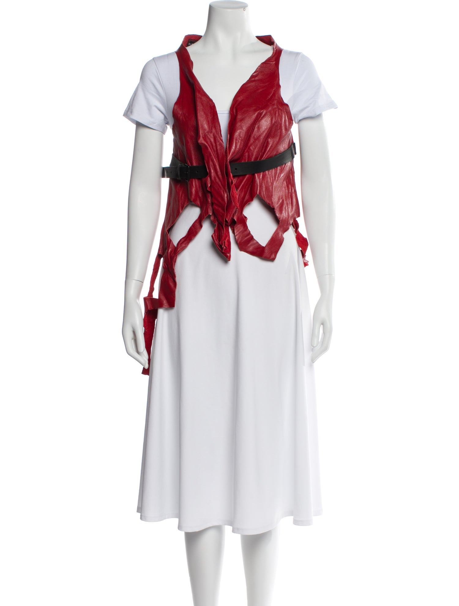 Barbara Bologna Calf Leather Colorblock Pattern Vest
