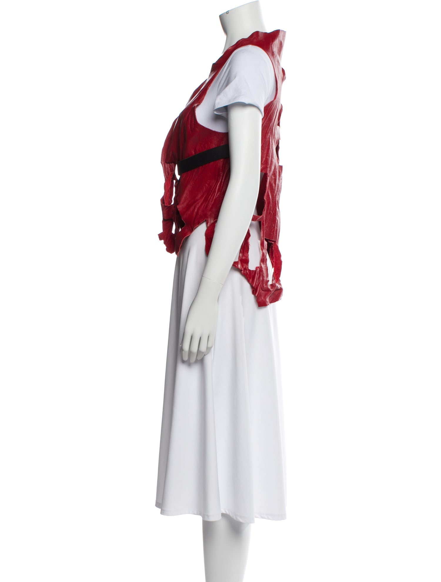 Barbara Bologna Calf Leather Colorblock Pattern Vest