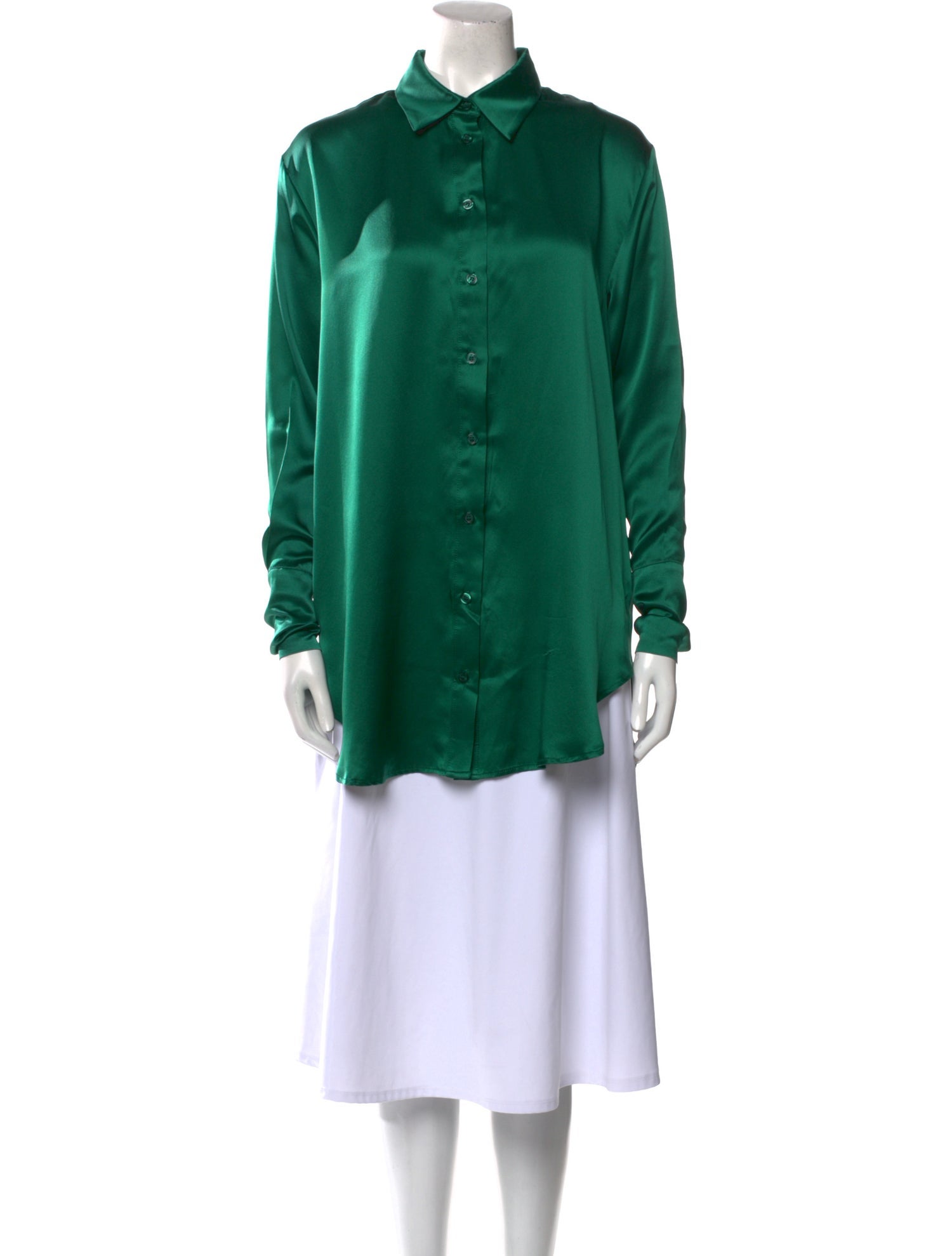 Bardo Collective Silk Long Sleeve Button-Up Top