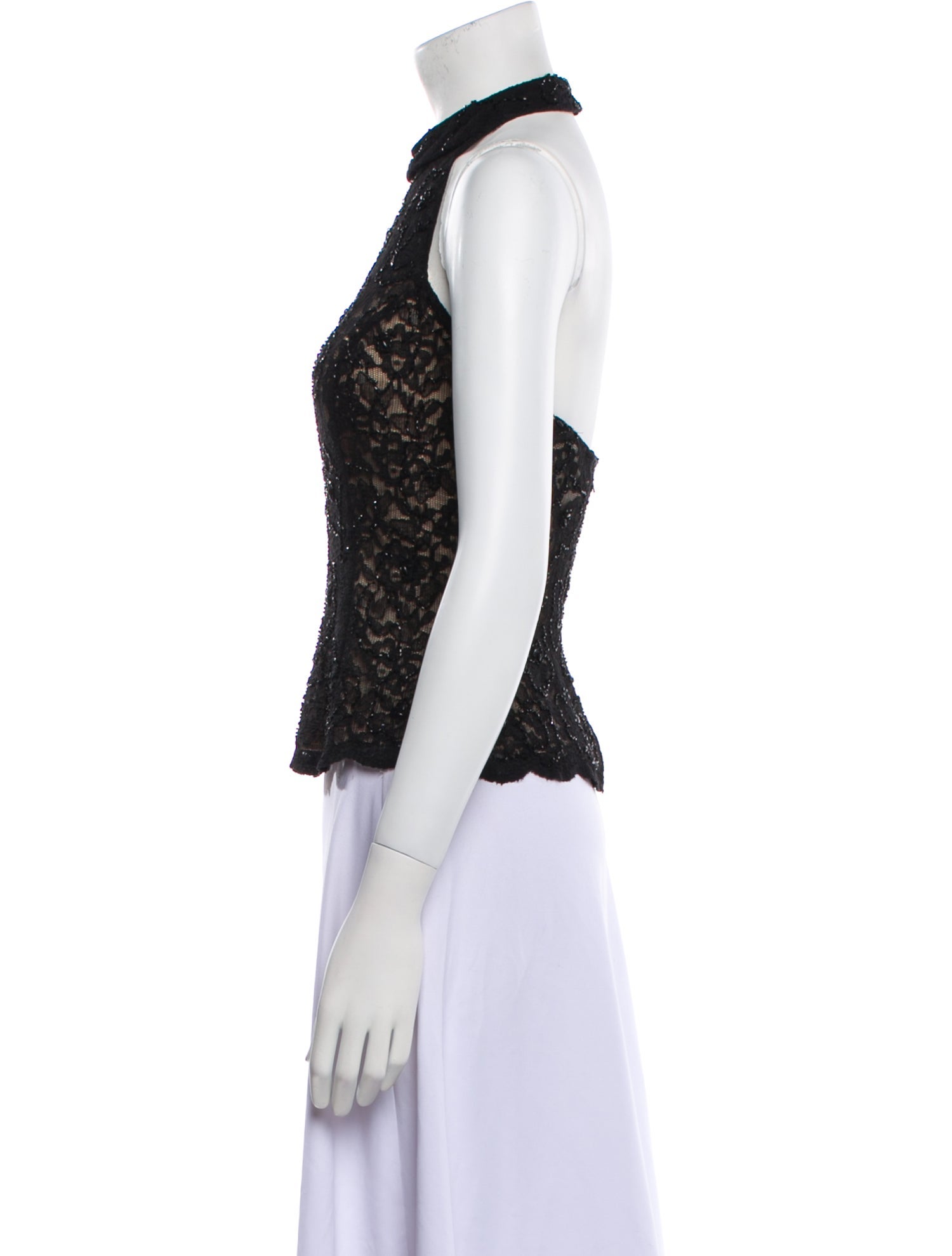 Basix Black Label Lace Pattern Halterneck Crop Top