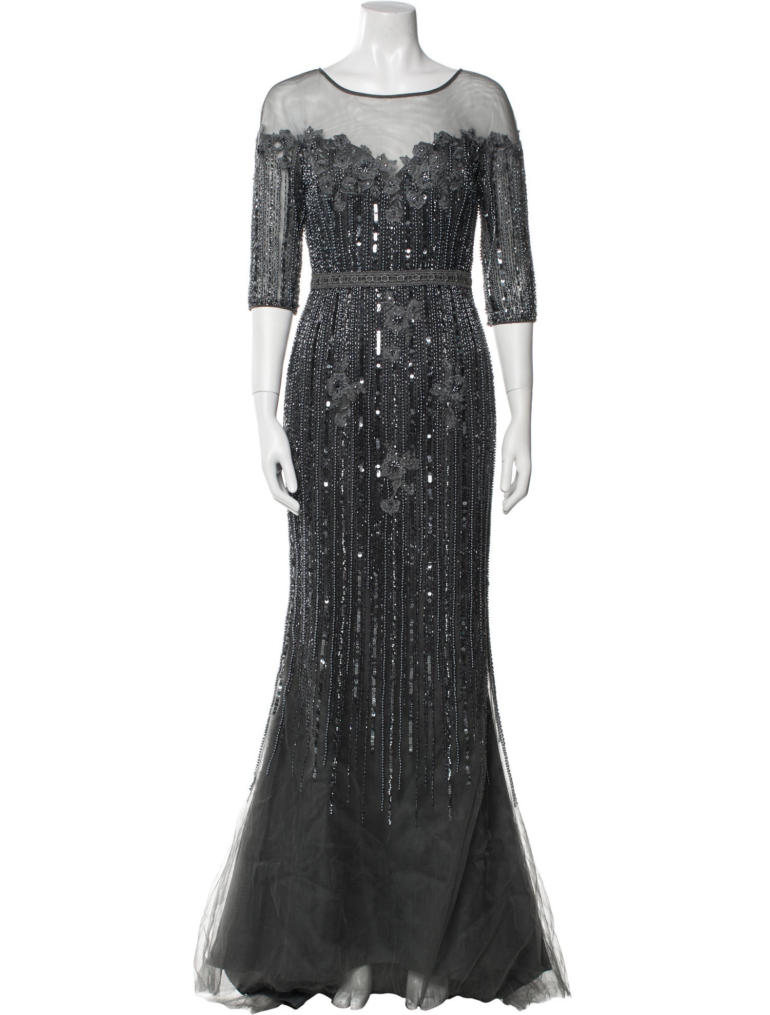 Basix Black Label Lace Pattern Long Dress