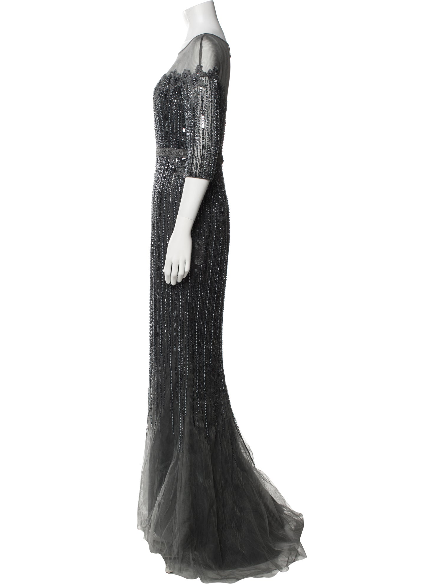 Basix Black Label Lace Pattern Long Dress