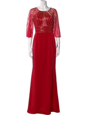 Pre-owned Basix Black Label Scoop Neck Long Dress W/ Tags In Red