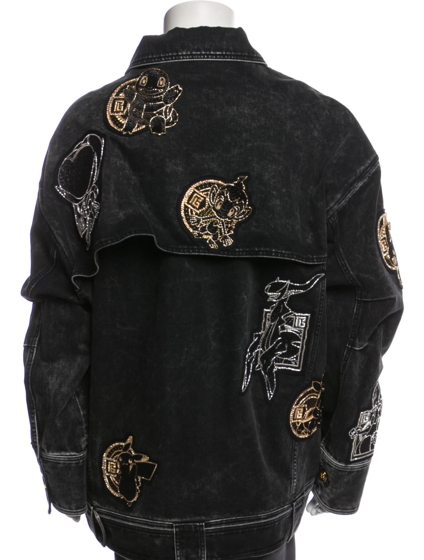 Balmain x Pokémon Graphic Print Denim Jacket - Black Outerwear
