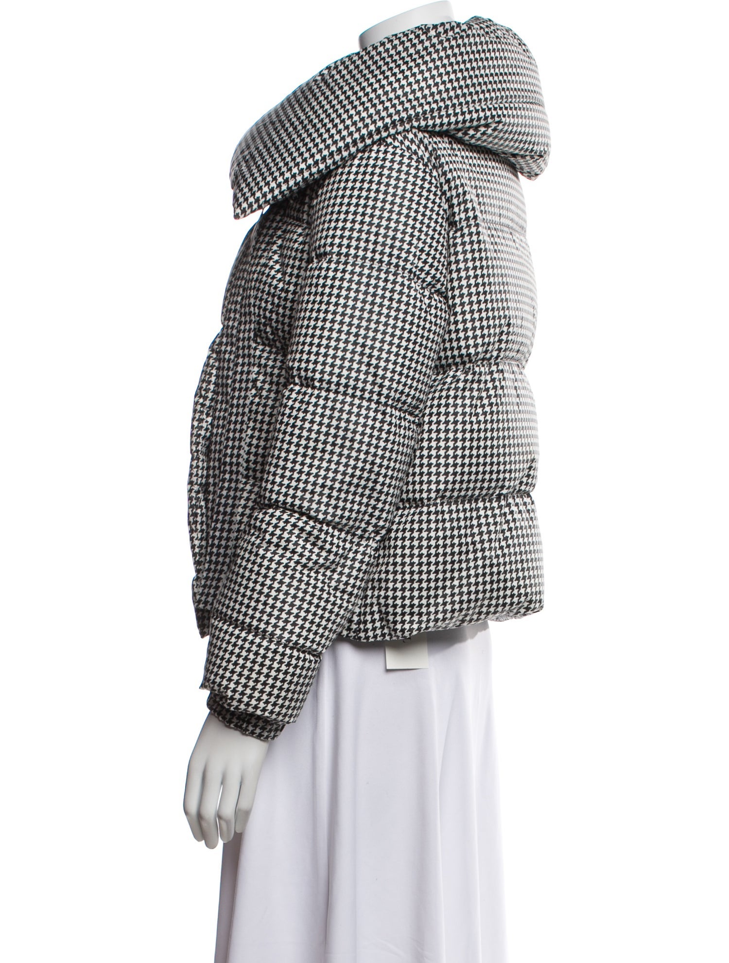 Bacon Houndstooth Print Down Jacket
