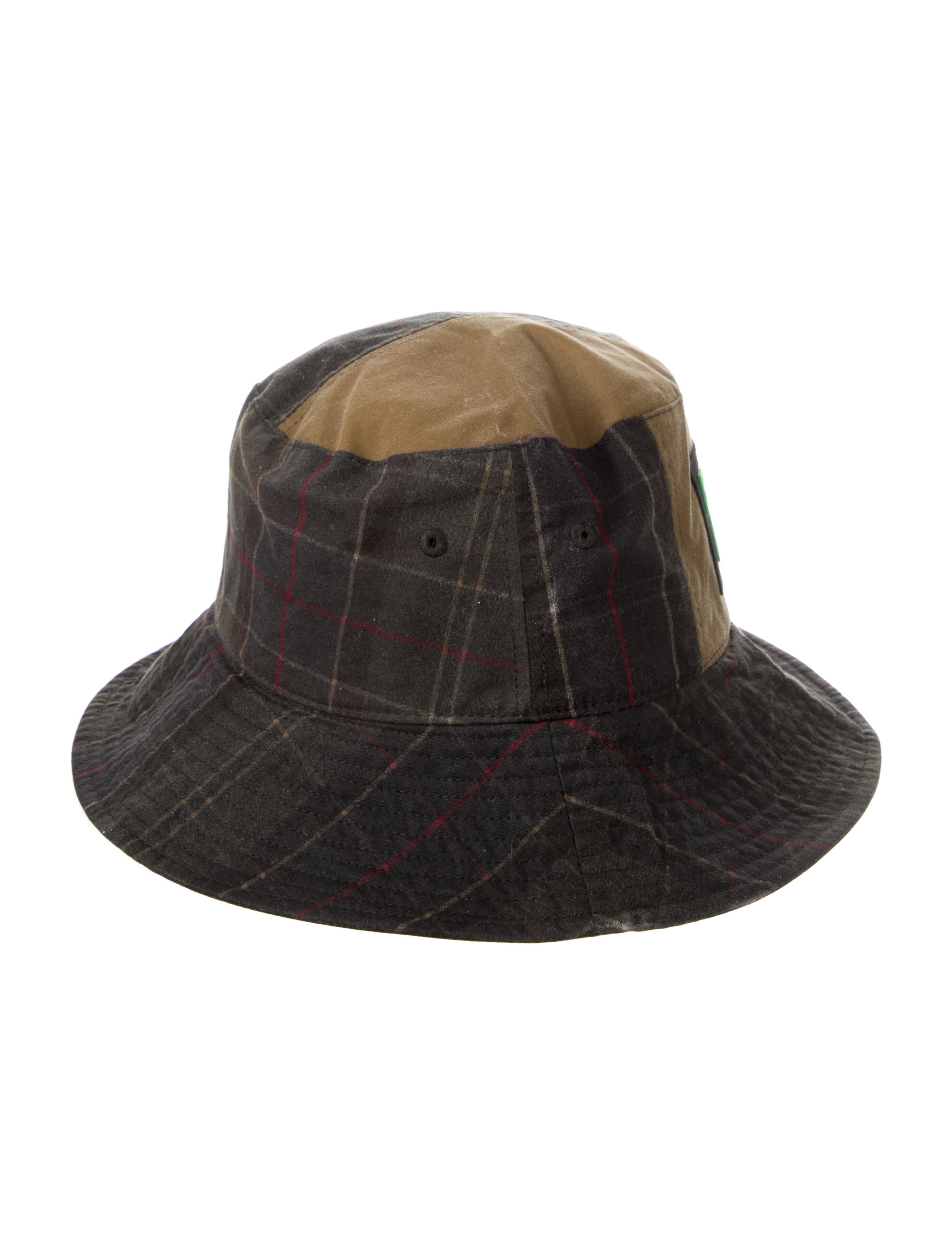 Ganni x Barbour Brown and Black Plaid Bucket Hat with Green Logo Ganni x Barbour - Bucket Hat | Used, Secondhand,… | Noihsaf  main image 4