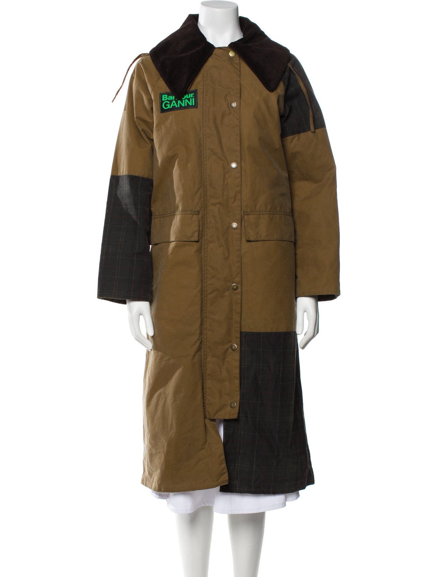 Barbour x GANNI Colorblock Pattern Trench Coat