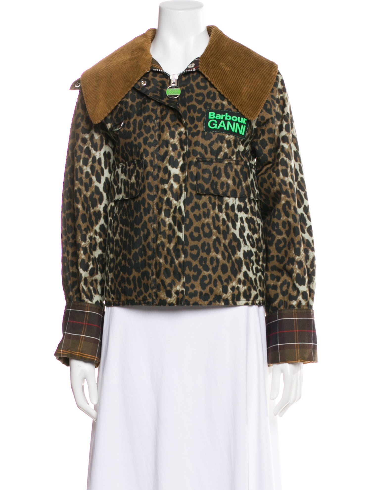 Barbour x GANNI Animal Print Faux Fur Jacket