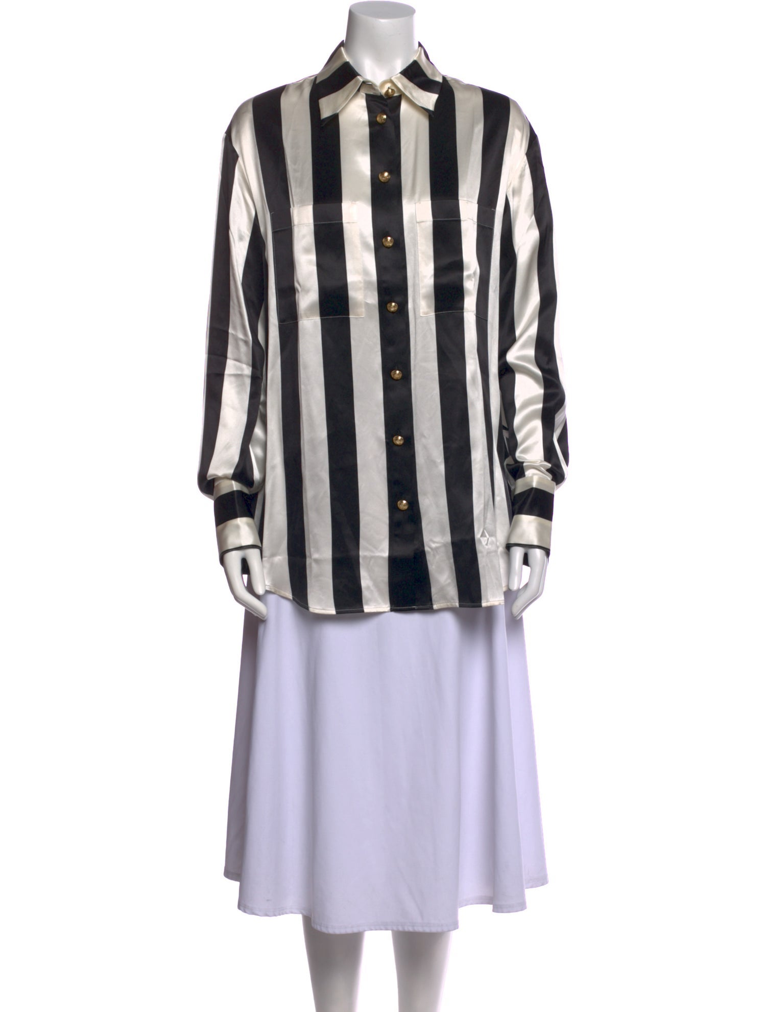 Balmain x H&M Silk Striped Button-Up Top w/ Tags