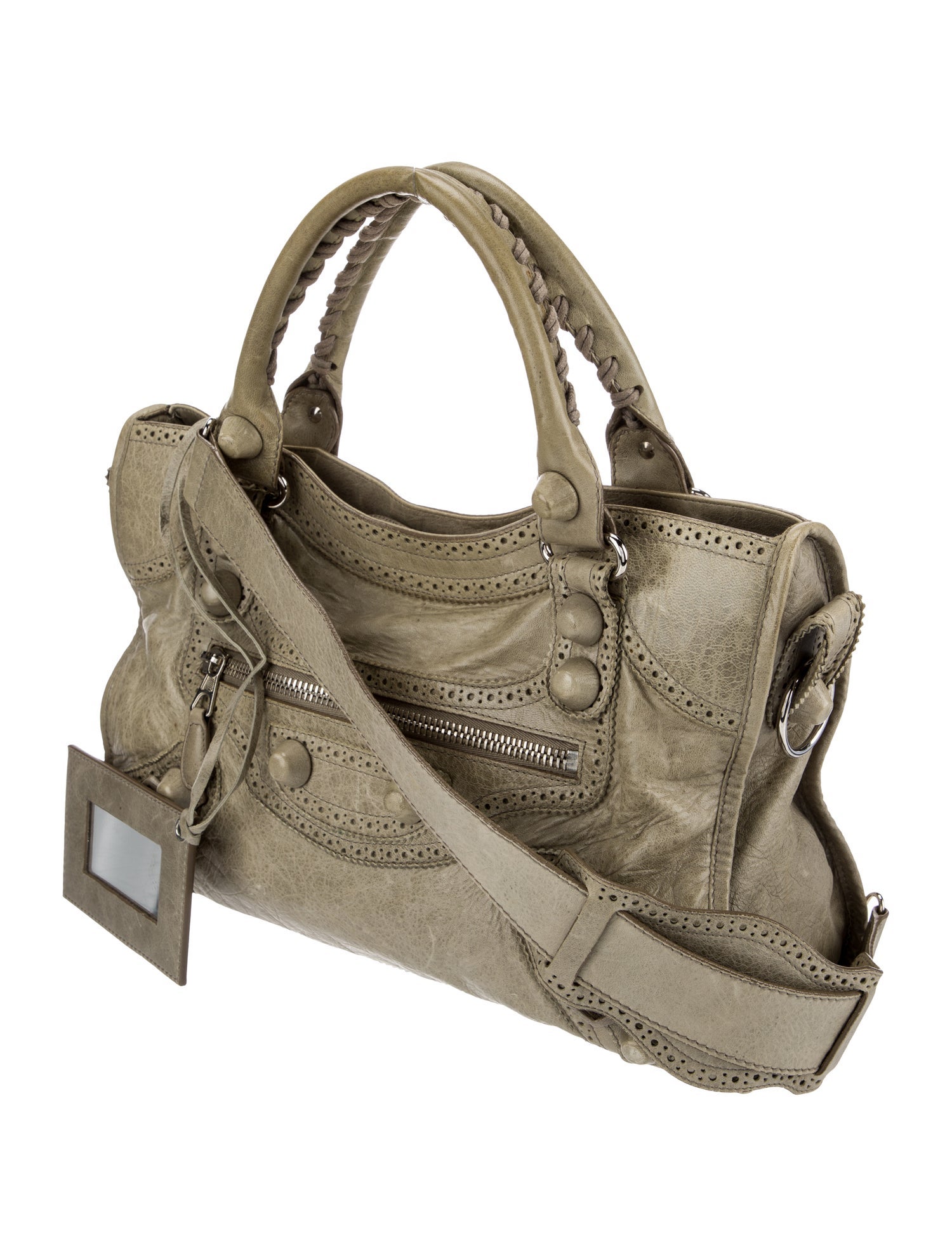 Balenciaga Motocross Giant Covered Brogues City Bag - Grey Handle