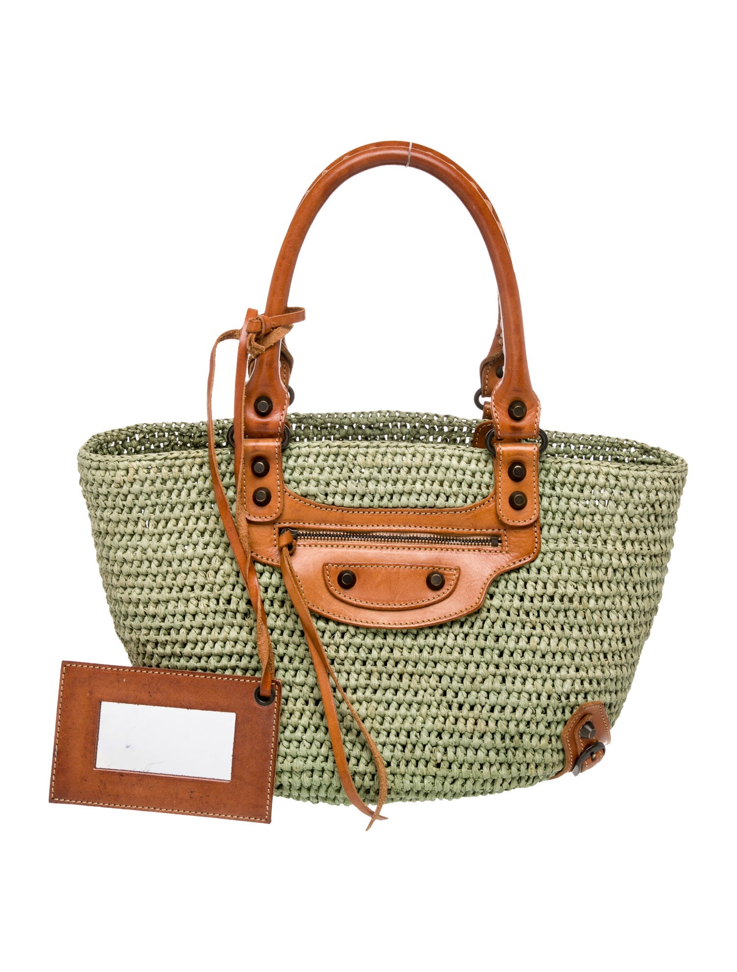 Balensi Paris Raffia Top Handle Bag