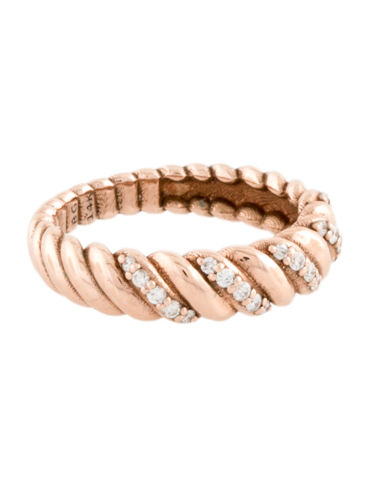 Baby Gold 14K Diamond Wide Twist Ring