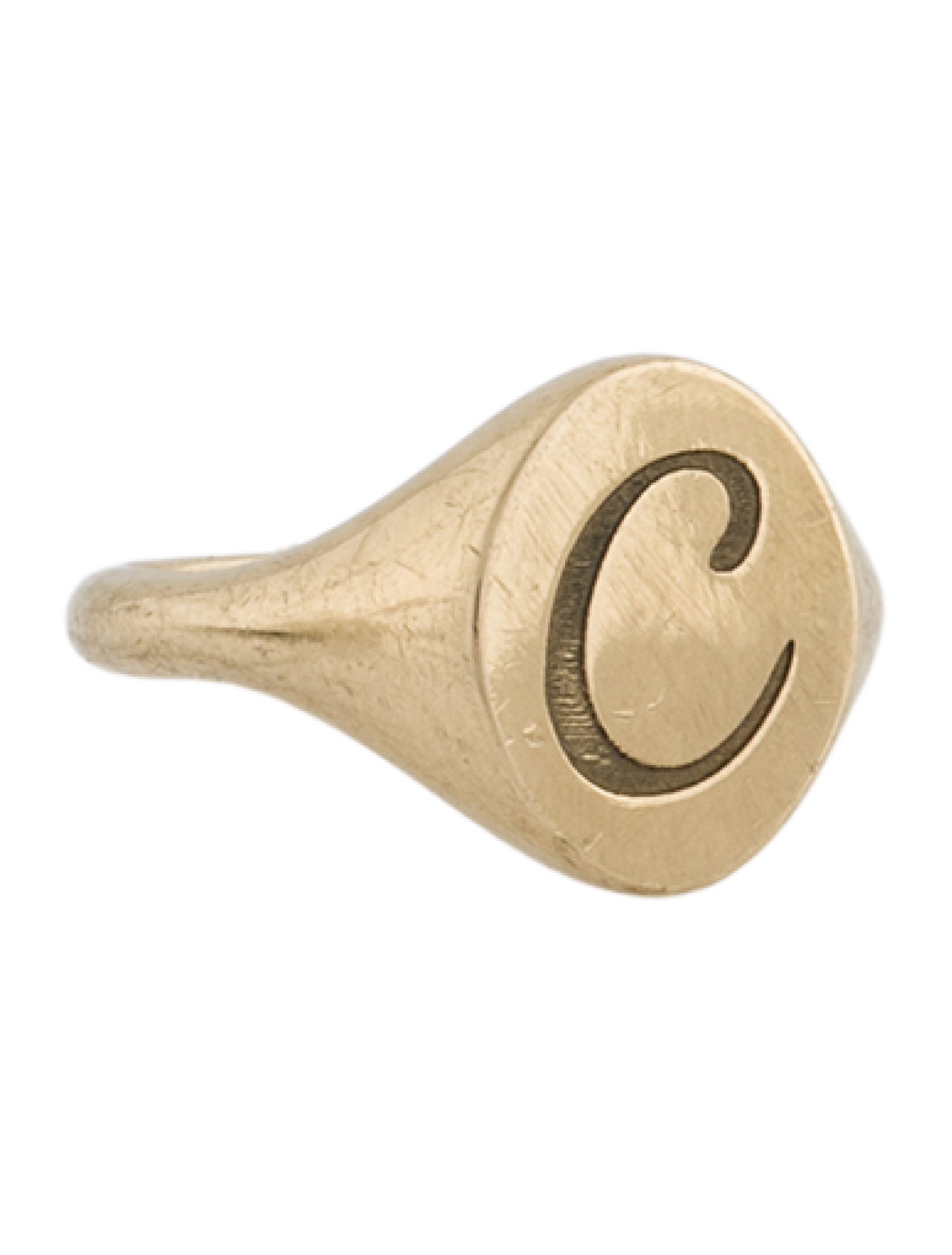 Baby Gold 14K Moyen Oval Initial 'C' Signet Ring