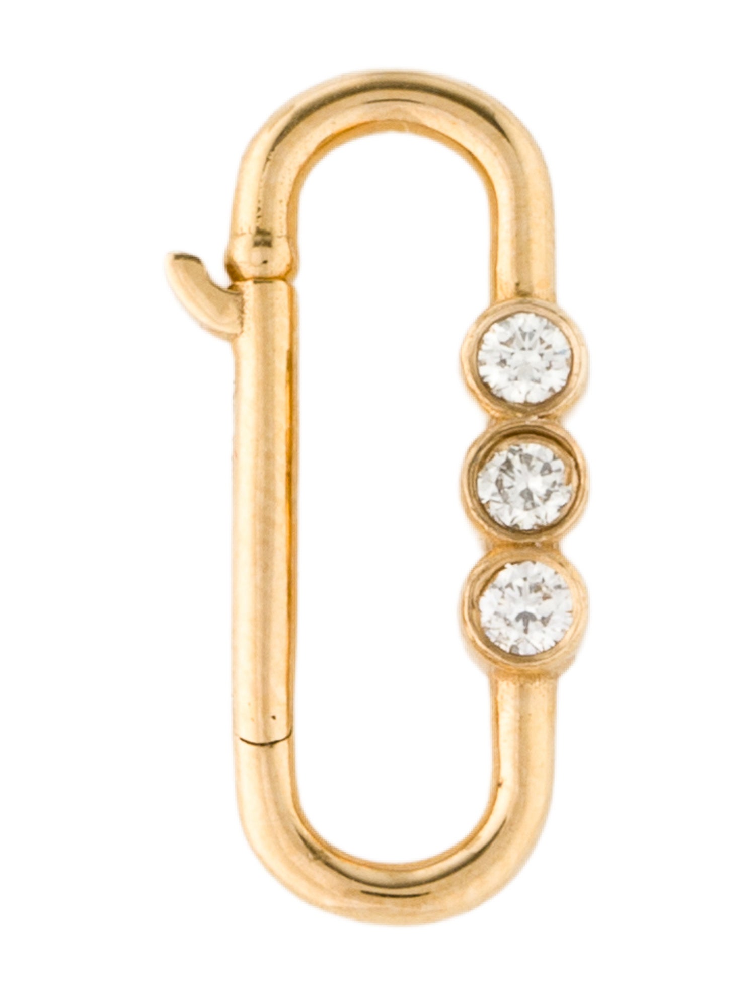 Baby Gold 14K Diamond Tri-Bezel Paper Clip Connector Pendant