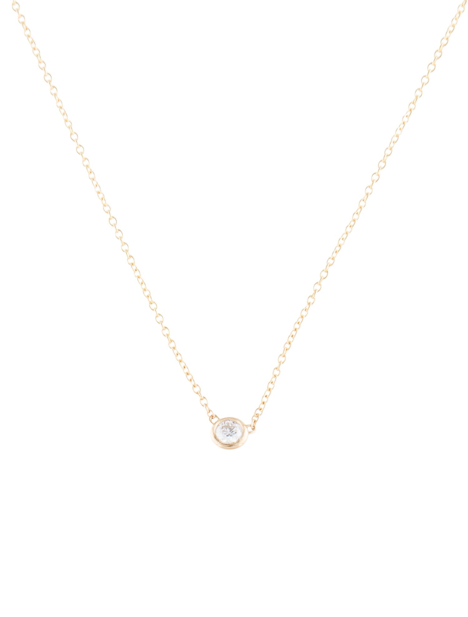 Baby Gold 14K Diamond Solitaire Bezel Pendant Necklace