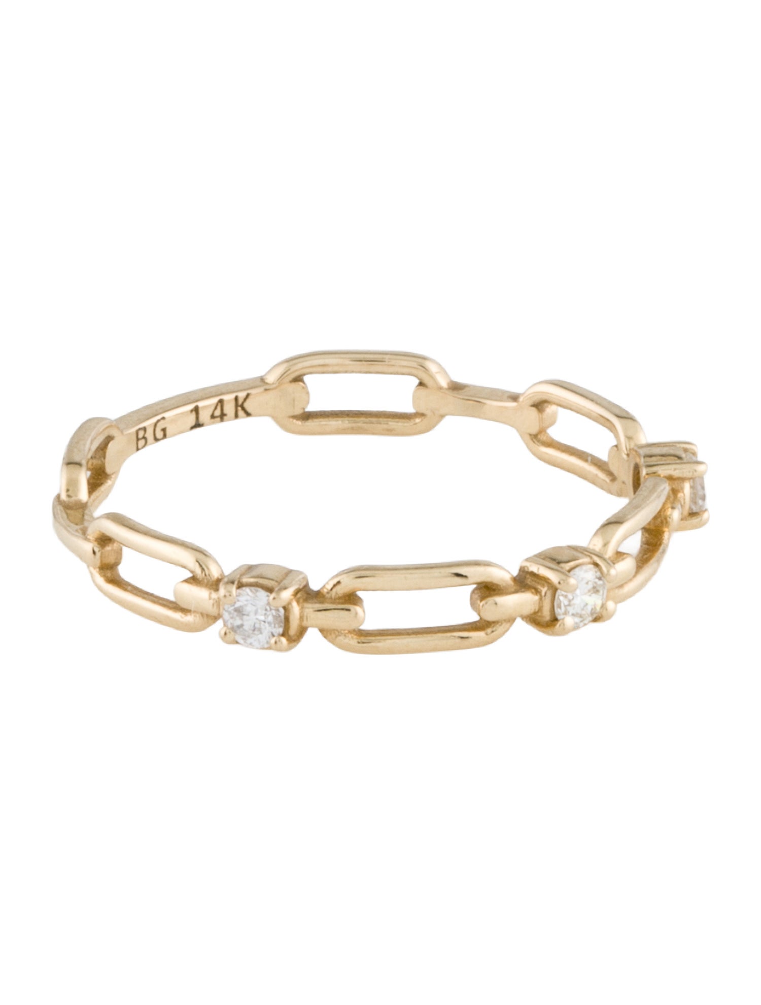 Baby Gold 14K Diamond Paper Clip Link Ring