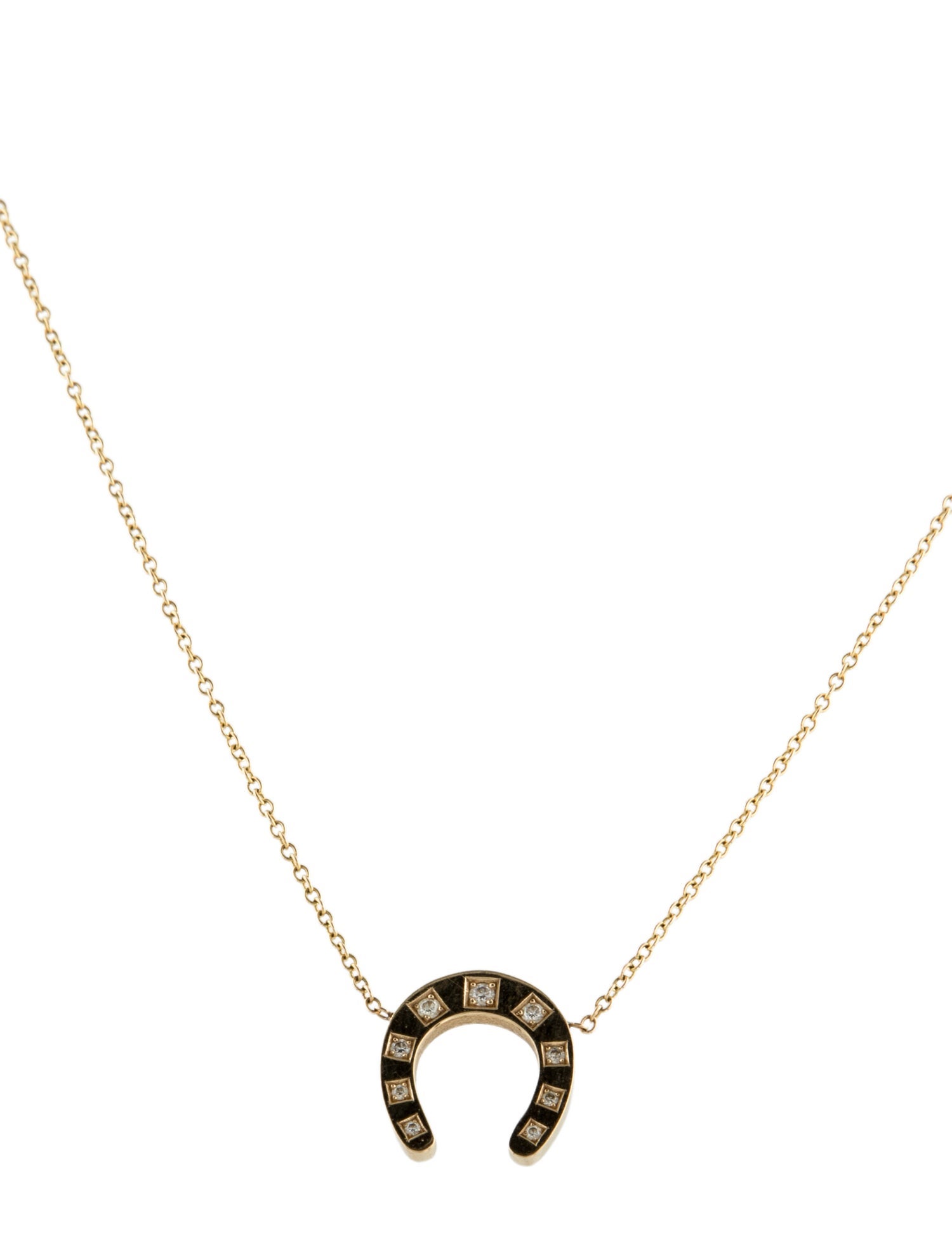 Baby Gold 14K Diamond Horseshoe Pendant Necklace