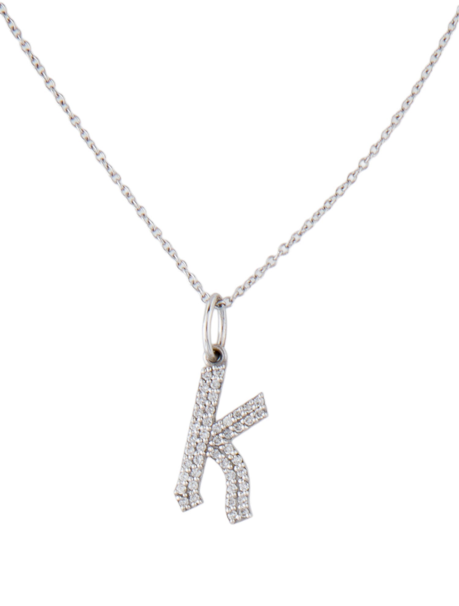 Baby Gold 14K Diamond Gothic Initial 'K' Pendant Necklace