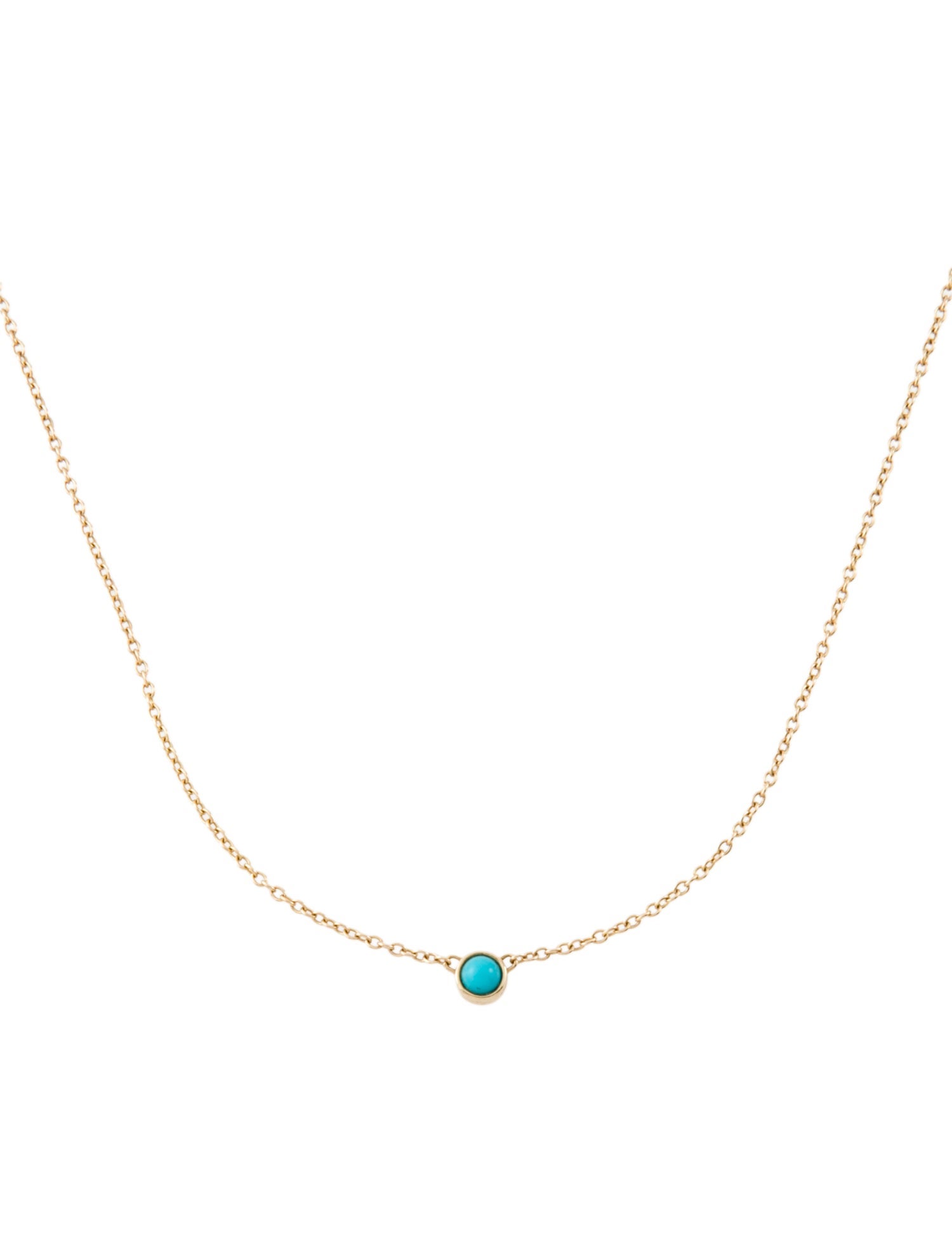 Baby Gold 14K Turquoise Solitaire Necklace