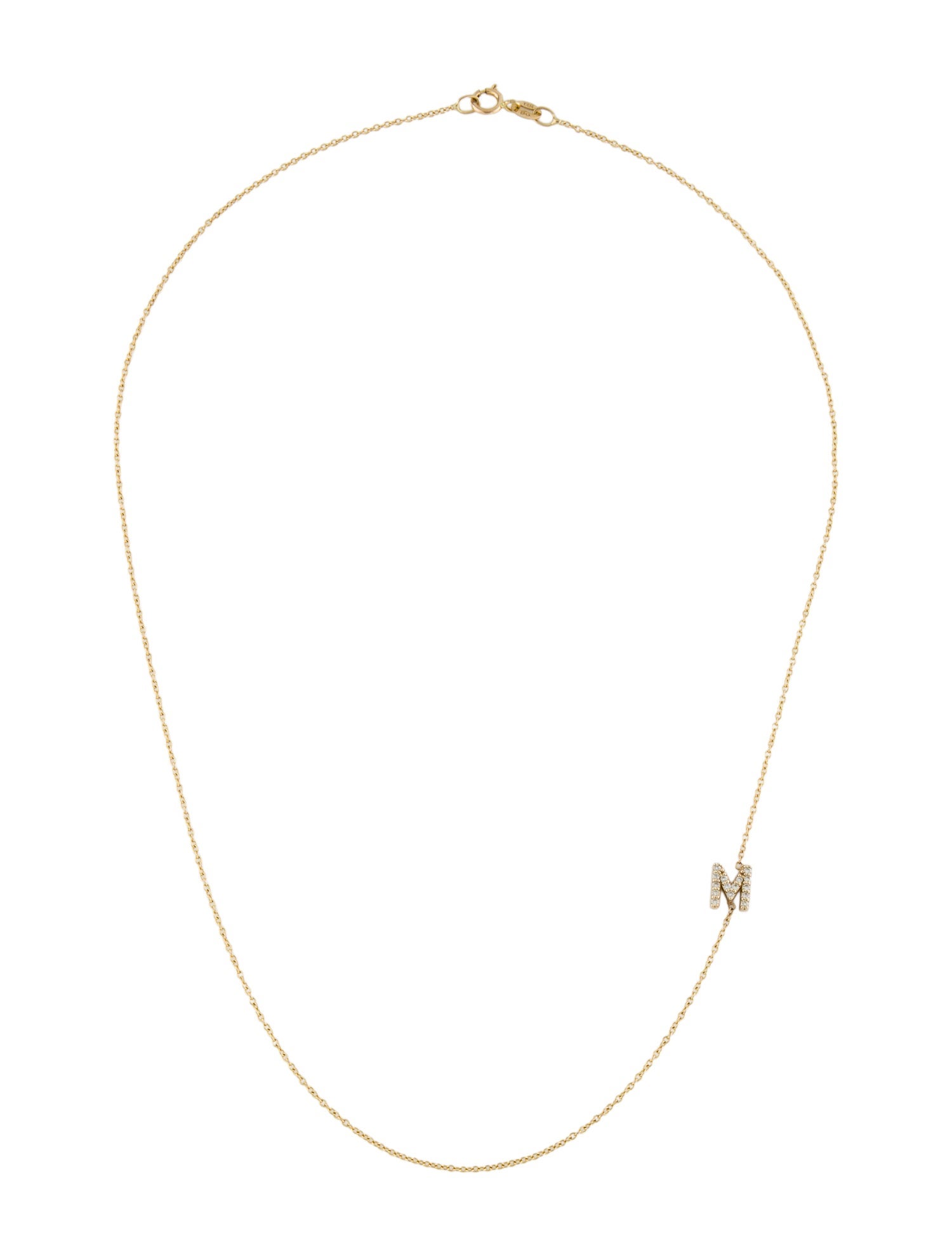 Baby Gold 14K Diamond Initial 'M' Asymmetrical Necklace