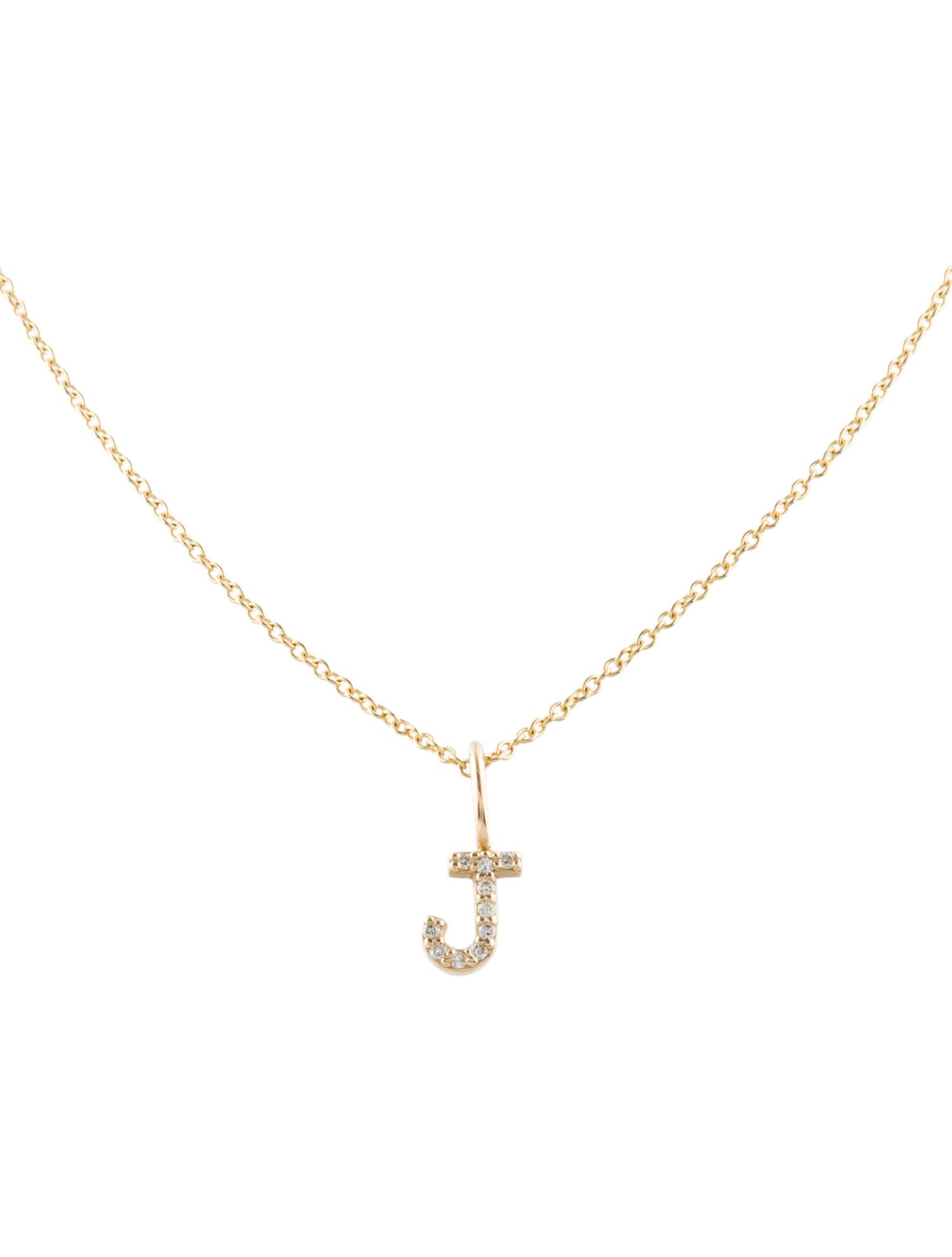 Baby Gold 14K Diamond 'J' Initial Pendant Necklace
