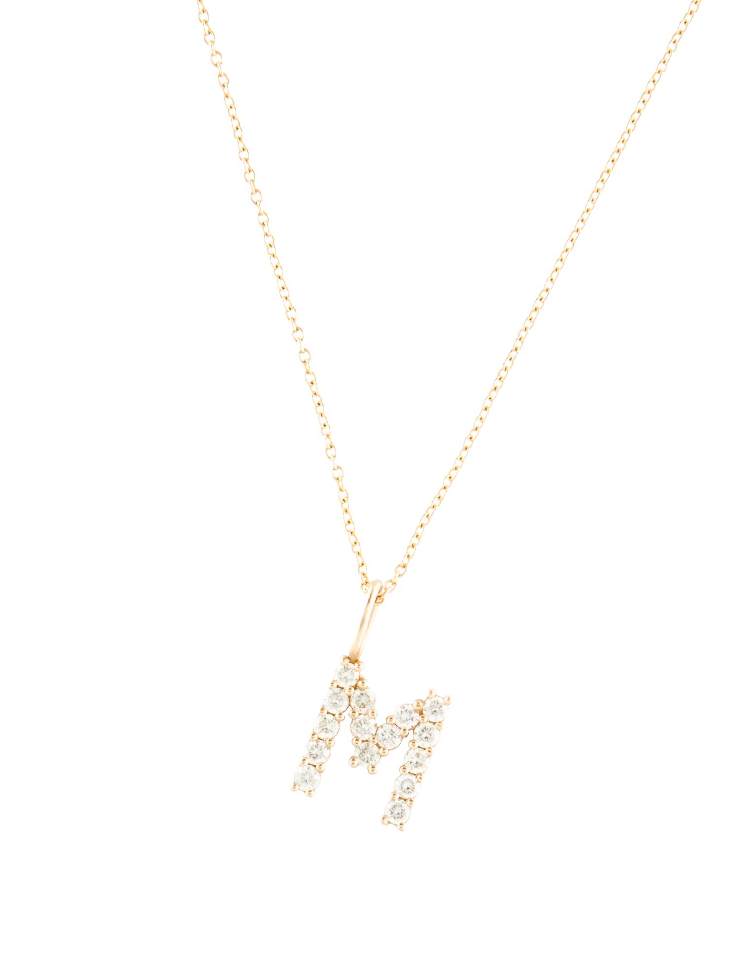 Baby Gold 14K Diamond Grand Initial 'M' Pendant Necklace
