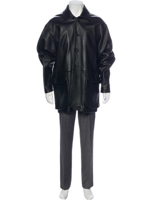 Barney's New York Leather Jacket Black
